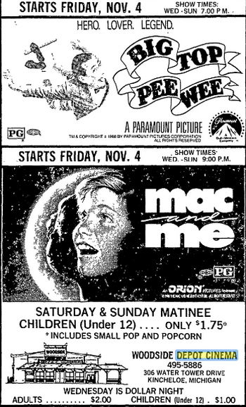 Depot Cinema (Woodside Depot Cinema, Kinross Depot Cinema) - November 1988 Ad (newer photo)